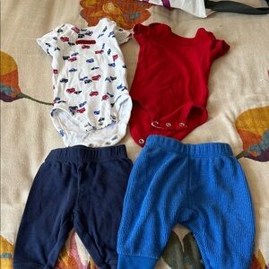 Baby Bodysuits and Pants Set - Red, White, Blue, Navy - Newborn